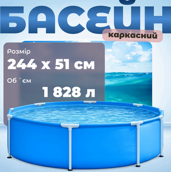Бассейн каркасный Intex 244 x 51 см (каркас, чаша, тент, подстилка)