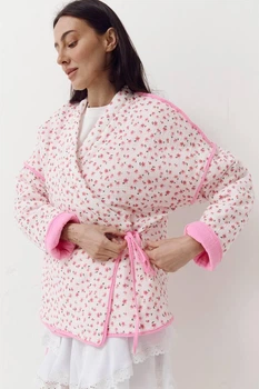 Двостороння весняна куртка з мусліну Blush Cloud LiLove 419 One size у квітковому принті.