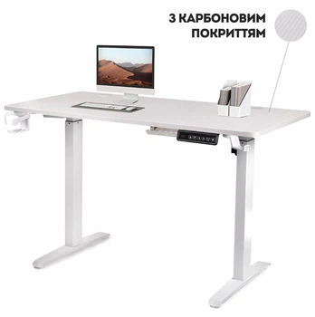 Стіл з електро-регулюванням висоти 120 X 60 cм Flexi Desk White Carbon 28045