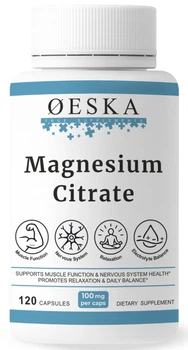 Магній цитрат + В6 Oeska 120 капсул | Magnesium Citrate | 100мг чистого магнію на капсулу