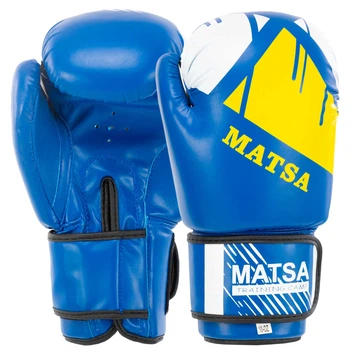 Перчатки боксерские PU MATSA MA-7301_Синий_12_унции