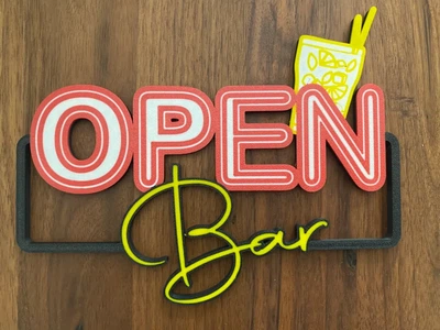 Табличка-вивіска для бару open bar з коктейлем. Aivory