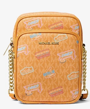 Сумка Michael Kors Jet Set Medium Embellished Logo Chain Crossbody Bag Pop Orange with multicolor