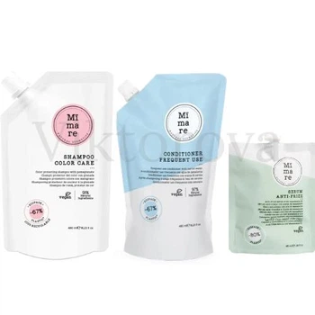Набор для ежедневного ухода и защиты цвета волос Mimare: Шампунь Mimare Color Care Shampoo 480 мл + Кондиционер Mimare Frequent Use Conditioner 480 мл + Серум против пушистости Mimare Anti-frizz 40 мл