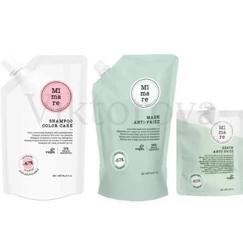 Набор для защиты цвета и разглаживания волос Mimare: Шампунь Mimare Color Care Shampoo 480 мл + Маска Mimare Anti-Frizz Mask 480 мл + Серум против пушистости Mimare Anti-frizz 40 мл