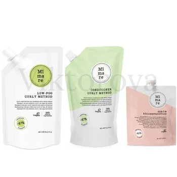 Набор для вьющихся волос Mimare: Шампунь Mimare Curly Method Low-Poo Shampoo 480 мл + Кондиционер Mimare Curly Method Conditioner 480 мл + Серум Mimare Reconstruction Serum 40 мл