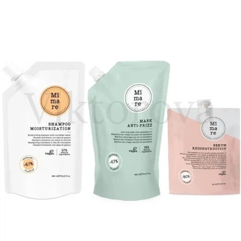 Набор для увлажнения и разглаживания волос Mimare: Шампунь Mimare Moisturization Shampoo 480 мл + Маска Mimare Anti-Frizz Mask 480 мл + Серум Mimare Reconstruction Serum 40 мл