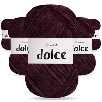 Упаковка YarnArt Dolce, Слива/Темная фуксия №780, 5шт - 5 мотков по 100 г 120 м, плюшевая пряжа для игрушек, пледов и аксессуаров