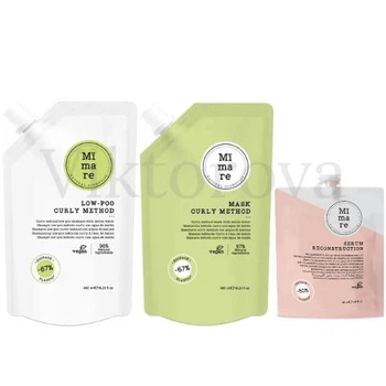 Набір для догляду кучерявого волосся Mimare: Шампунь Mimare Curly Method Low-Poo Shampoo 480 мл + Маска Mimare Curly Method Mask 480 мл + Серум Mimare Reconstruction Serum 40 мл