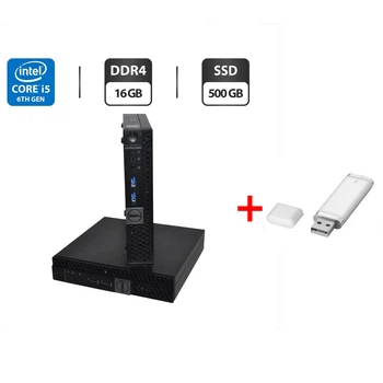 Неттоп Dell OptiPlex 3046 Micro USFF / Intel Core i5-6500T (4 ядра по 2.5 - 3.1 GHz) / 16 GB DDR4 / 500 GB SSD / Intel HD Graphics 530 / Блок питания / Windows 11 Pro б/у + Подарок Флеш память USB 32 GB