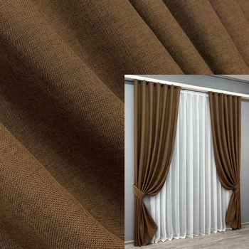 Комплект готовых штор VR-Textil Лен Мешковина № 1922ш Коричневый 150х270 см 2 шт (33-0988)