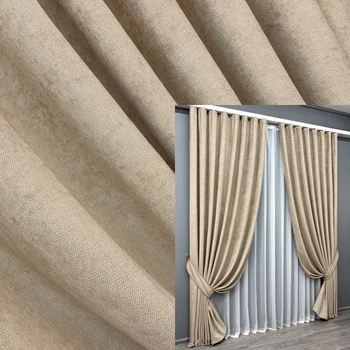 Комплект готових штор VR-Textil Шеніл преміум VELMIRA Rich № 1926ш Бежевий 150х290 см 2 шт (33-0992