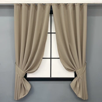 Комплект коротких штор VR-Textil Блекаут Midnight №1230ш Темный бежевый 140х170 см 2 шт (35-0430)