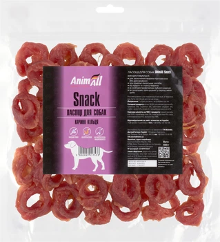 Ласощі AnimAll Snack качині кільця для собак 500 г (2000993017533)