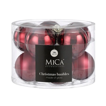 Ялинкові кулі Mica Decorations скляні 6 см вишневі 10 шт (674443)