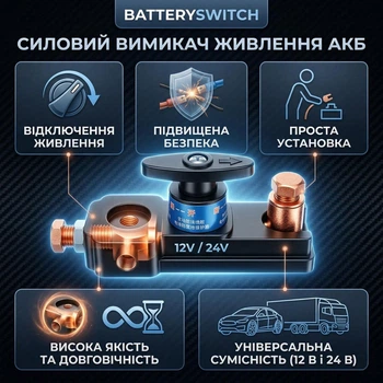 Силовой выключатель питания АКБ BatterySwitch, 12 В, 24 В