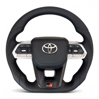 Анатомічне кермо для Toyota Land Cruiser 200, Prado 150. GR. З підігрівом. Шкіра. Подушка зі шкіри - логотип хром. В зборі.