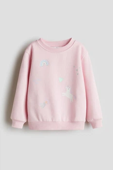 Свитшот на флисе H&M с единорогом для девочки 1,5–2 года, розовый, размер 92,1305880113