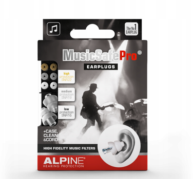 Беруши для музыкантов Alpine MusicSafe Pro 16–22 дБ — профессиональные музыкальные беруши с фильтрами, многоразовые, без искажения