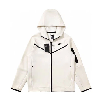Кофта Tech Fleece зіпка білого кольору з капюшоном, розмір M