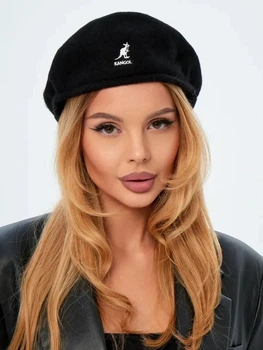 Kangol берет чорний кепка шапка кангол вовна