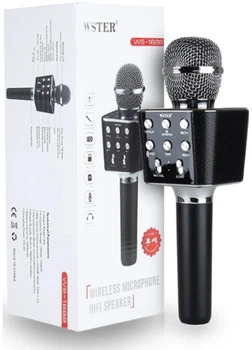 Бездротовий караоке мікрофон WSTER WS-1688 Bluetooth 4.0 з колонкою, мікрофон чорний з динаміком 10Вт, підтримка USB TF AUX, караоке мікрофон для телефону Android iOS, портативний мікрофон для вечірок