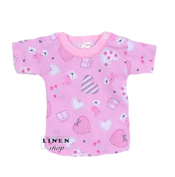 Розовая футболка с сердечками для девочки 110см 4-5лет 06601 Татошка