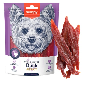 Ласощі для собак wanpy duck jerky філе качки в’ялене 454 г