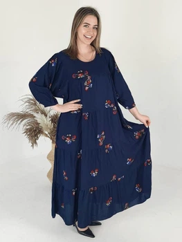 Жіноча сукня зі штапелю Saimeiqi, темно-синього кольору з квітами, one size (1234-48)