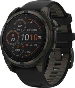 Спортивні годинники Garmin Fenix ​​8 51mm Solar Sapphire Carbon Gray DLC Titanium w. Black/Pebble Gray S. Band (010-02907-10/11)