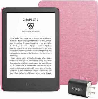 Електронна книга Amazon Kindle 16GB 11th Generation 2024, екран 6`, з підсвіткою, адаптером та чохлом (Rose Cover)