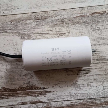 Конденсатор рабочий 100mF/450 V SPL (болт-провод)