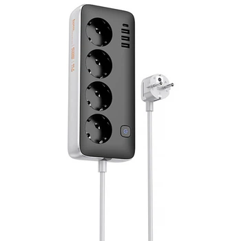 Удлинитель Hoco AC21 Sunlight 4-bit (1C/3A/4xSocket) (3m) Black