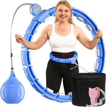 Обруч, Sonkoloro Infinity Hoop 48'' синий, утяжелённый обруч с поясом, регулируемый, ABS, для похудения