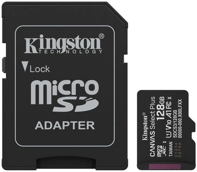 Карта пам'яті Kingston microSD 128GB C10 UHS-I A1 V10 R150MB/s + SD