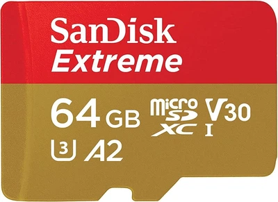 Карта пам'яті SanDisk microSD 64GB C10 UHS-I U3 R170/W80MB/s Extreme V30 + SD