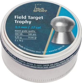 Кулі H&N Field Target Trophy 5.53 мм (0.95 г) спортивні 500 шт, Field Target, PCP, середня вага