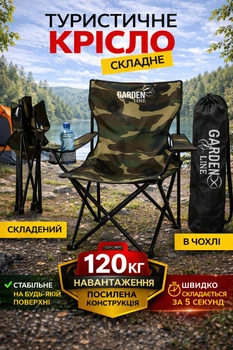 Раскладной стул для рыбалки и отдыха Garden Line LEZ6858 50x50x80 см камуфляжный туристический складной стул походный стул для кемпинга пикника дачи легкий портативный стул для отдыха на природе