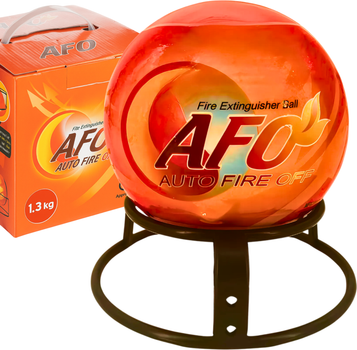 Автоматичний самоспрацьовуючий порошковий вогнегасник куля AFO Fire Ball 1.3 кг вогнегасники порошкові для дому квартири авто офісу АВСЕ автономна автоматична система пожежогасіння для гасіння пожежі в автомобіль машину + підставка кріплення (JPAFO01)