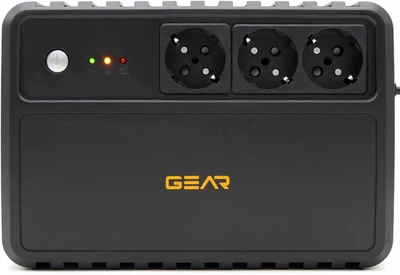 Джерело безперебійного живлення GEAR, UPS 1000VA, 600W, AVR, 3 Schuko, plastic case