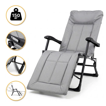 Удобное кресло кровать до 150 кг со встроенным матрасом LEOBRO Grey (LB-FCB-G3-GRY)