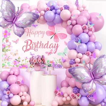 Шары для фотозоны Happy Birthday Butterfly – набор воздушных шаров Без бренду