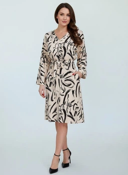 Жіноча сукня з довгим рукавом прямого крою LadyLike 50 Бежевий (ladlk2250512389447)