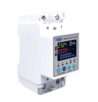 Смарт WiFi реле напряжения TOMZN TOMPD-63SW Tuya с защитой и мониторингом электроэнергии с цветным дисплеем