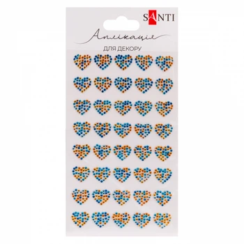 Стразы самоклеящиеся Santi, 9*15 см, 40 шт, Сердца, (743032)