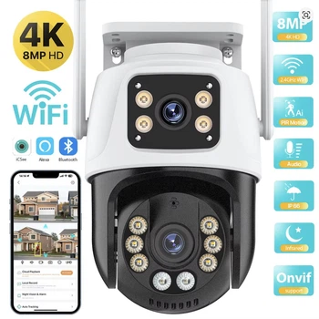 Камера видеонаблюдения уличная поворотная Bestcem 8mp для дома с wi-fi и записью на карту памяти с ночным видением и датчиком движения
