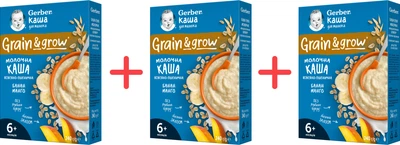 Упаковка каш сухих молочних швидкорозчинних Gerber вівсяно-пшенична з бананом та манго для дітей з 6 місяців 240 г х 3 шт (7613039834053_1)