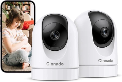 Беспроводные камеры Cinnado D1 2K 360° 2 шт WiFi-камеры для домашней безопасности, видеоняня