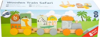 Zabawka Small Foot drewniany kolorowy pociąg safari edukacyjny 16 elementów 5410533 (4020972116987)