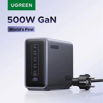 Зарядний пристрій Ugreen X759 Nexode 6-Port 500W GaN Desktop Fast Charger для iPhone 17/16/15, Galaxy S25/S24, MacBook Pro/Air, iPad, ноутбуків PD3.1-240W 5С1А Grey (55550)